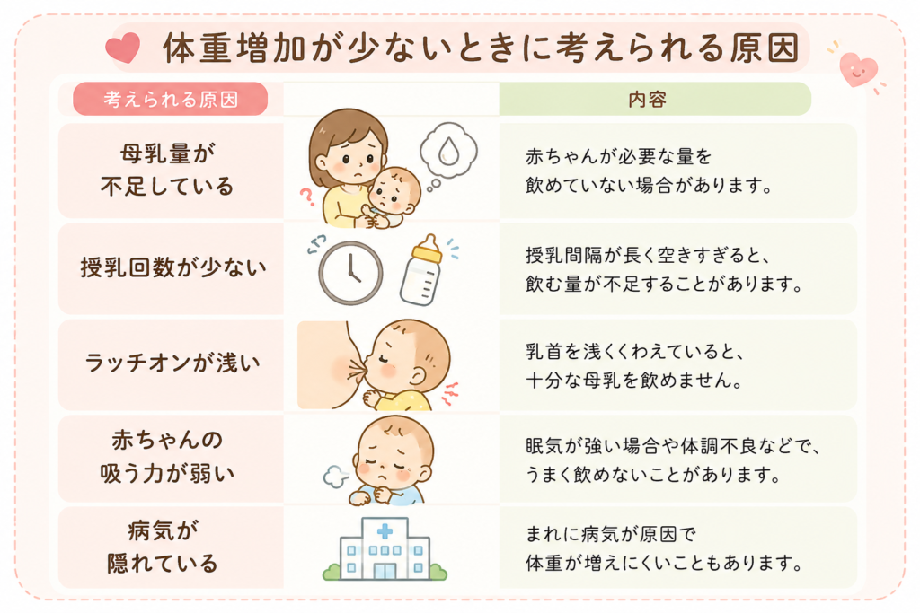 体重増加が少ないときに考えられる原因